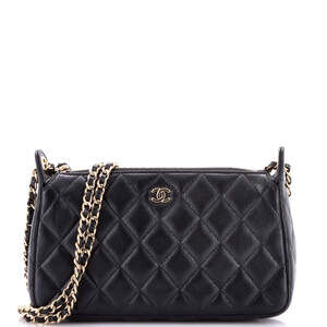 Chanel CC Double Chain Pochette Quilted Caviar